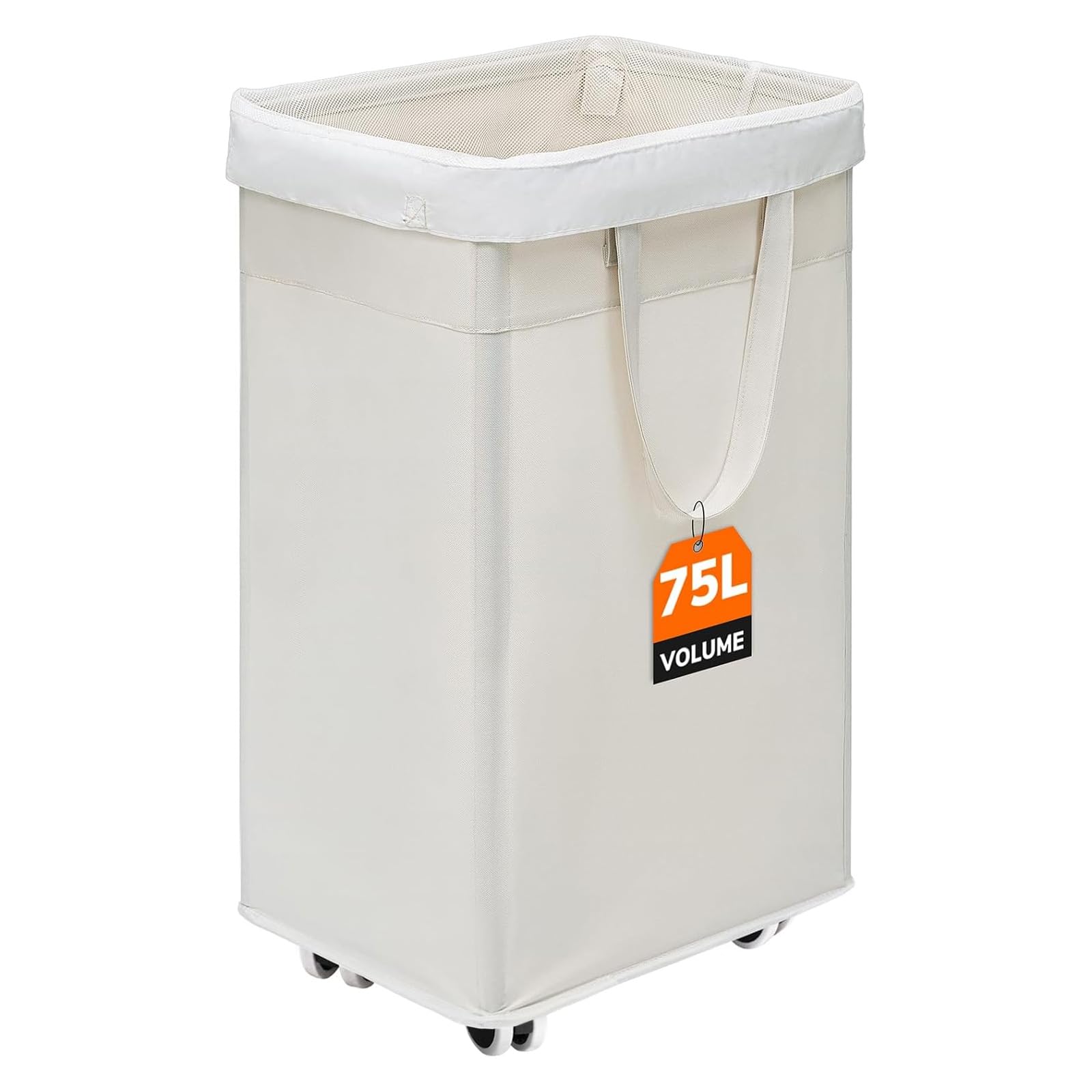 CHICVITA front view of white 75L hamper showing large capacity and neat appearance
