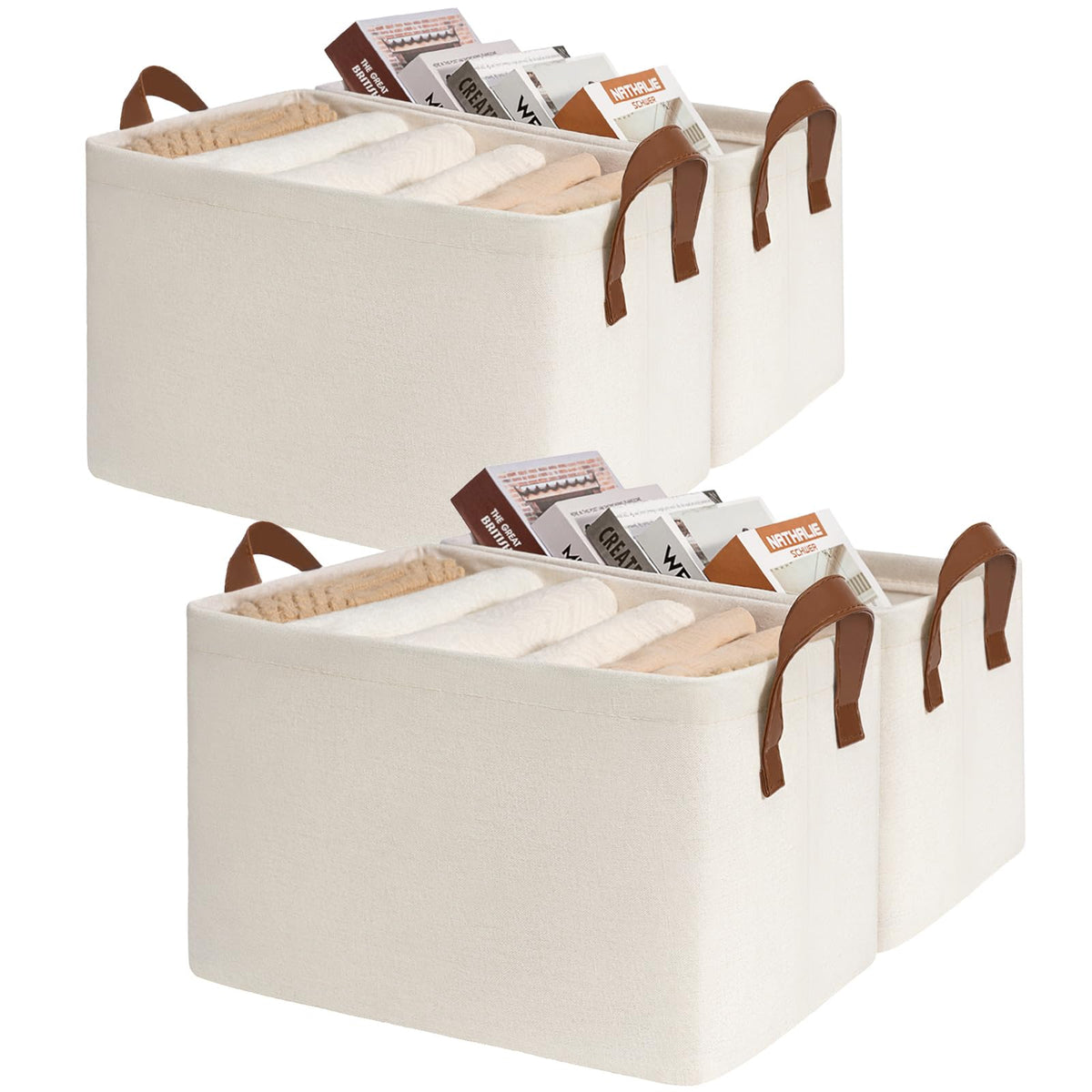 CHICVITA front view showing beige basket for tidy shelf organization