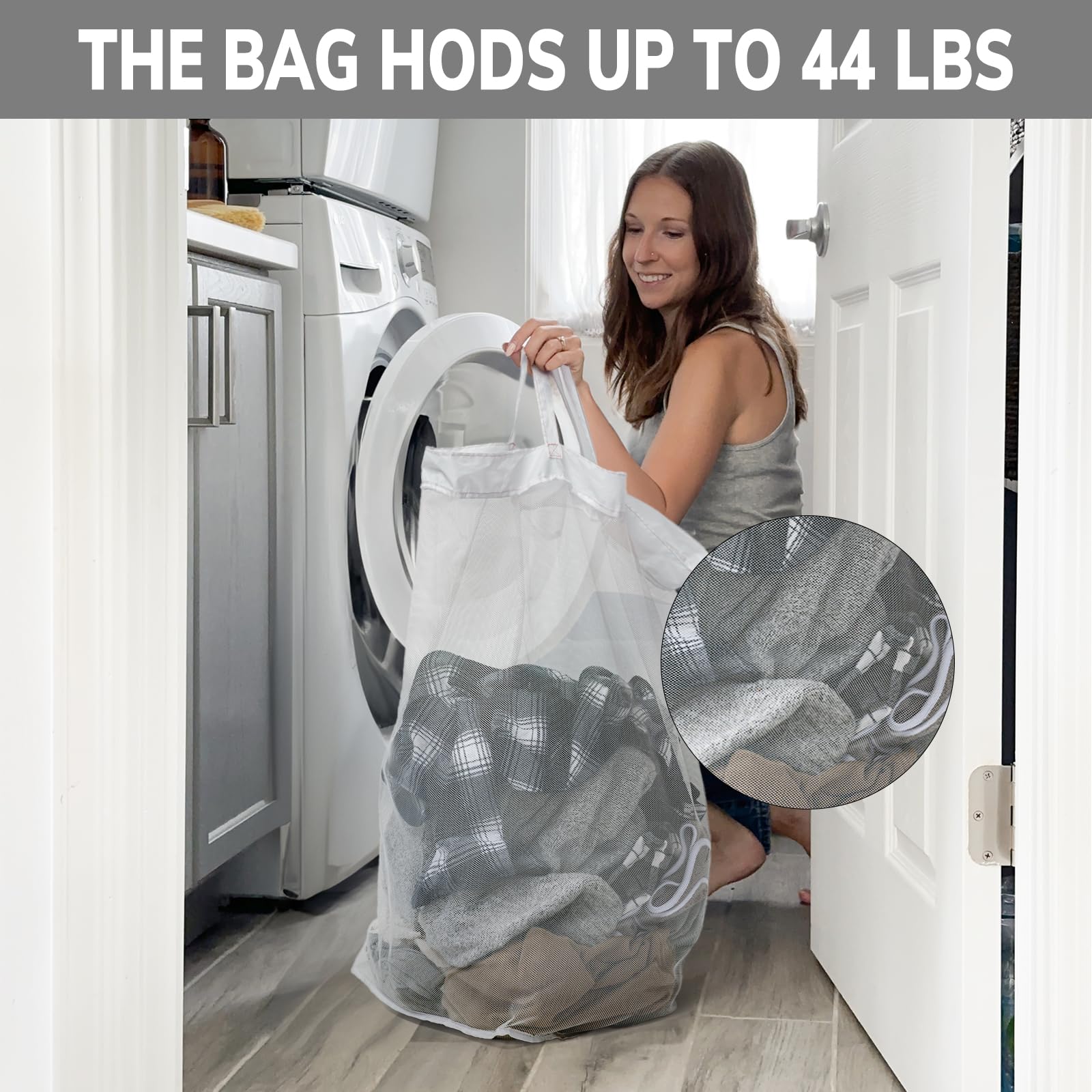 CHICVITA next to a laundry pile showing 75L capacity for multiple garments