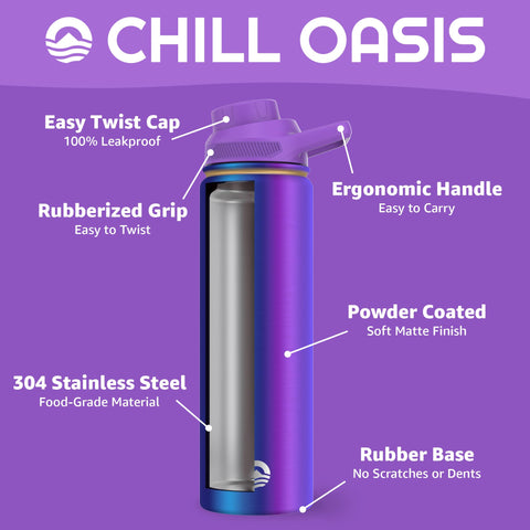 Chill Oasis Aura cutaway showing double-walled vacuum insulation for long-lasting cold
