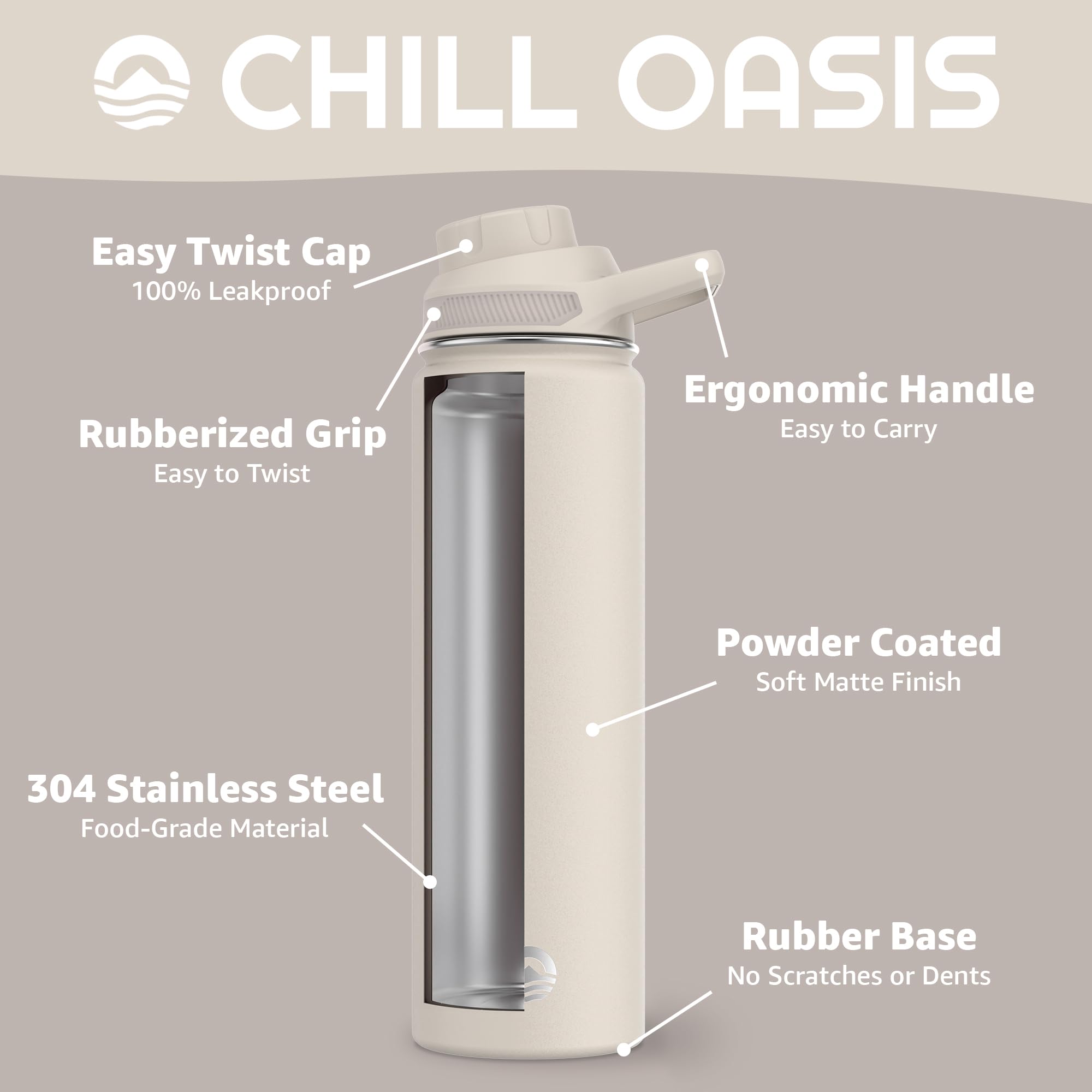 Chill Oasis insulated cross-section illustrating vacuum insulation benefit