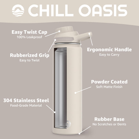 Chill Oasis insulated cross-section illustrating vacuum insulation benefit