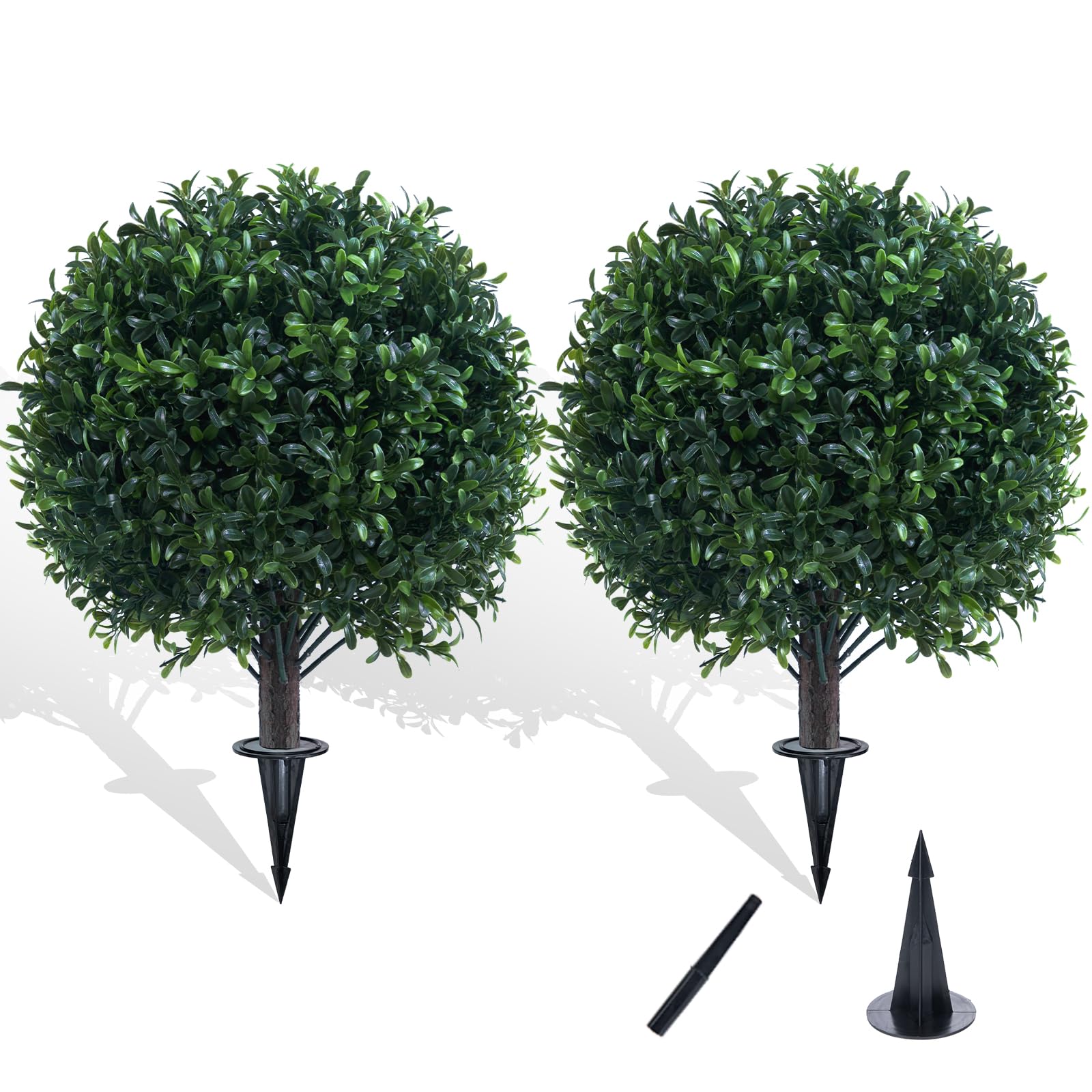 Chillchard front view of two topiary balls showing full shape and curb appeal