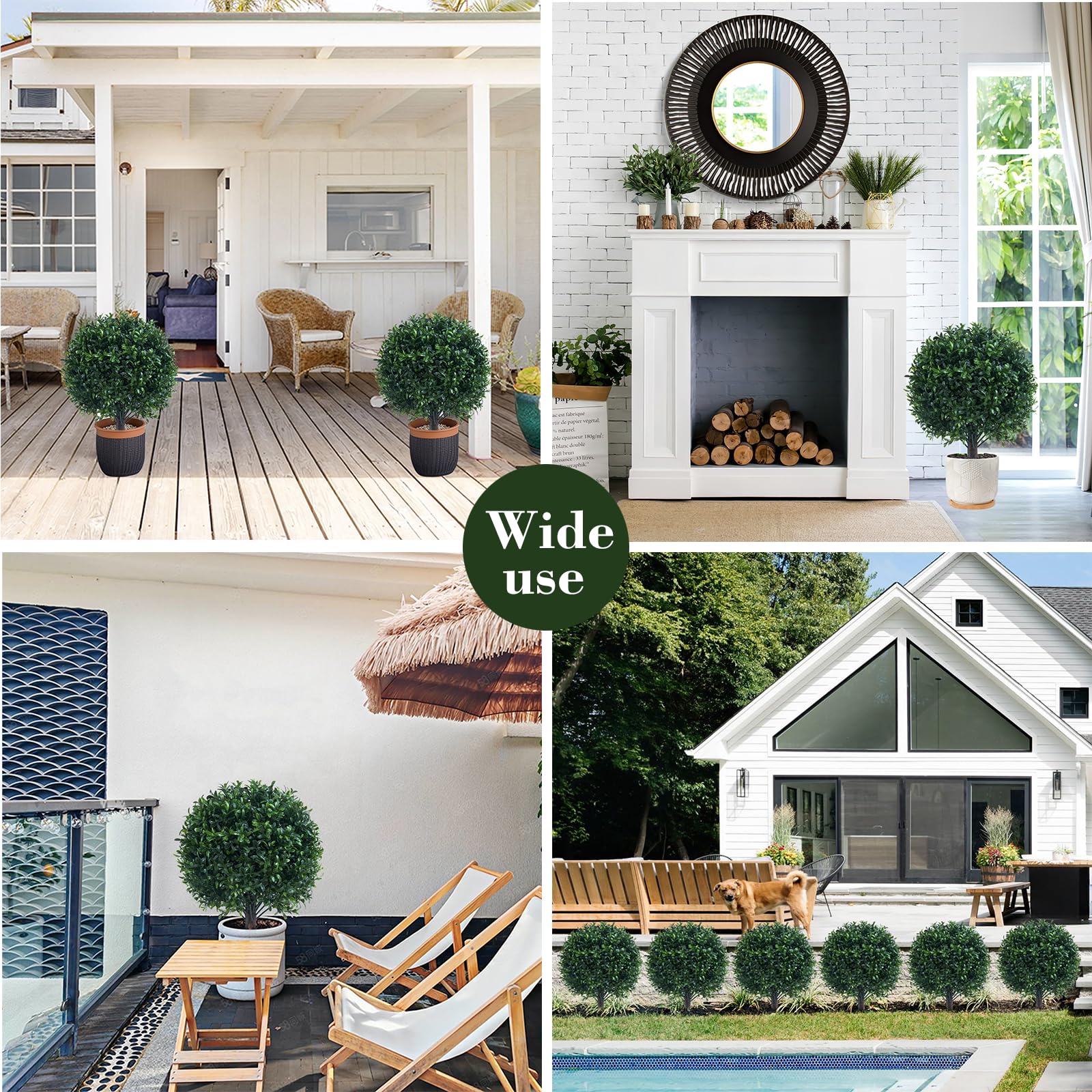 Chillchard topiary ball placed in a porch pot adding year-round greenery