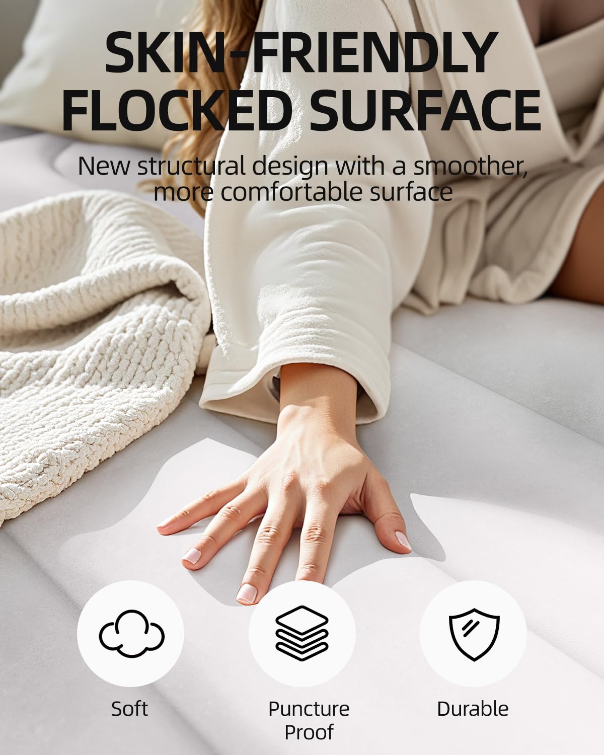 CHILLSUN soft flocked top detail highlighting comfortable, waterproof surface
