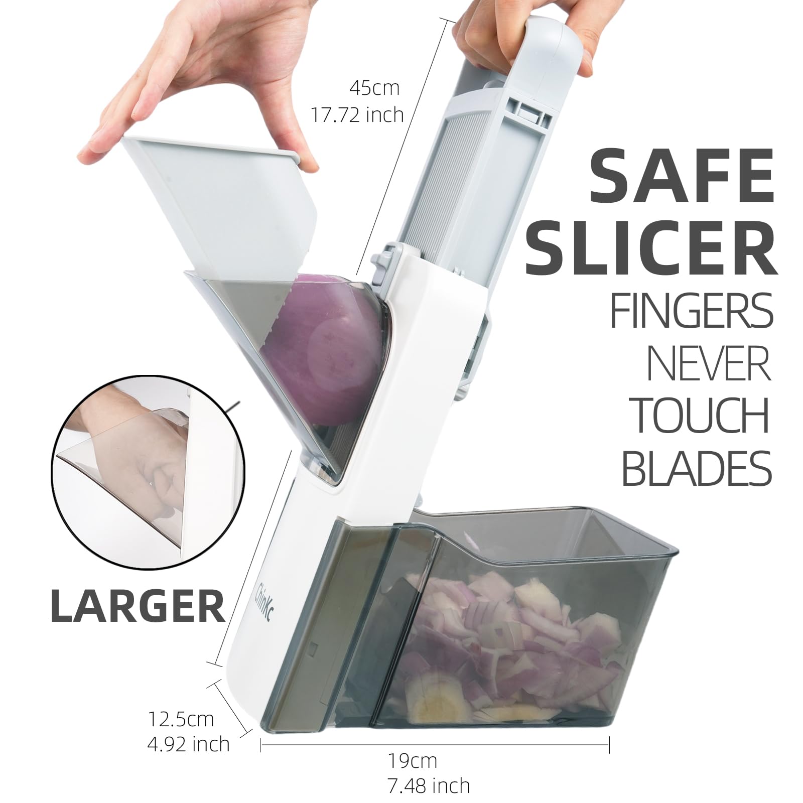 ChinKc close-up of 420 stainless steel blade showcasing safe concealed edge