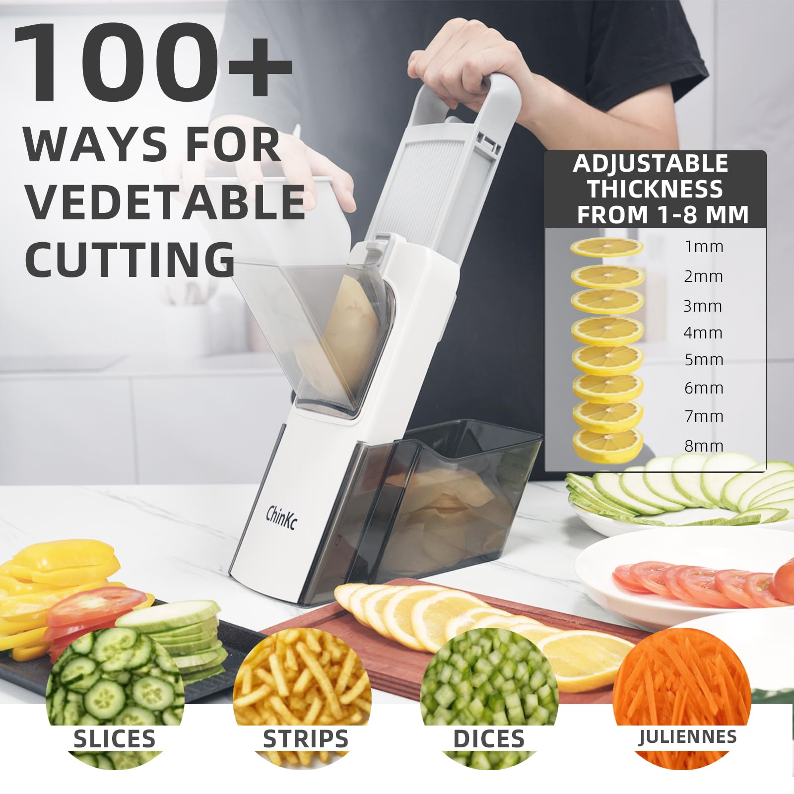 ChinKc draining basket with rinsed vegetables for quick cleanup and drain
