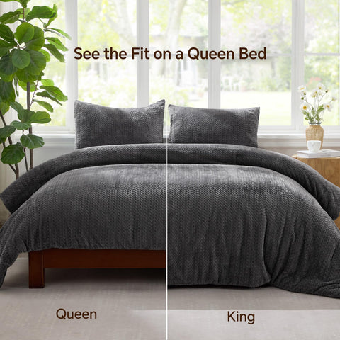 ChiXpace comforter size comparison with ruler showing generous king dimensions