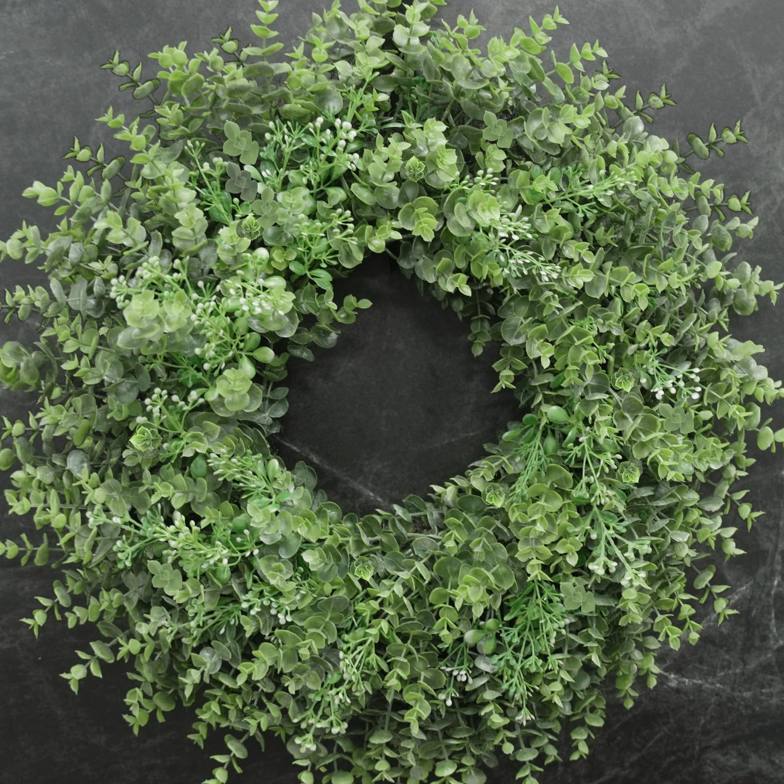 Chiyinbao wreath styled on mantel offering year-round decorative benefit