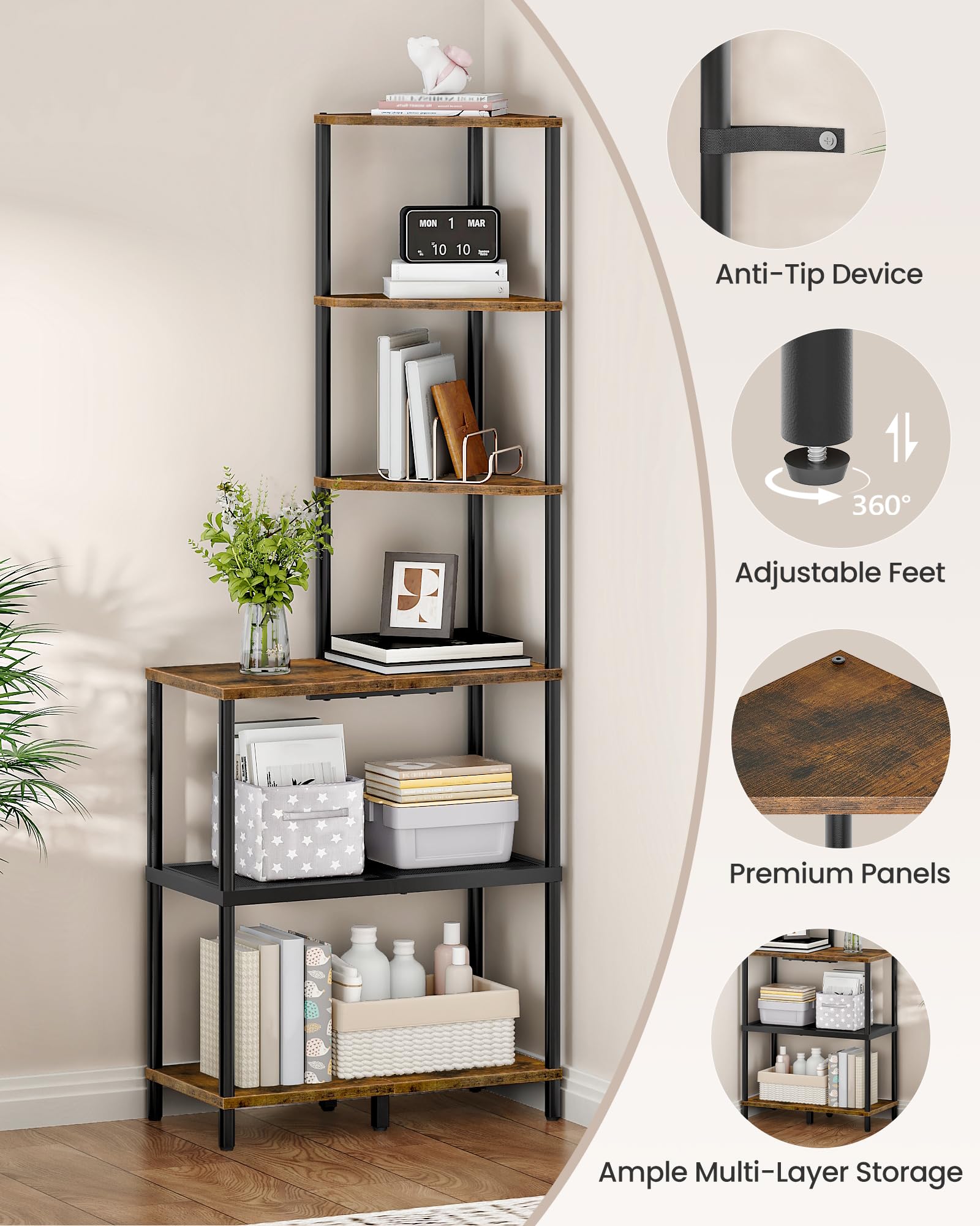 CHOEZON shelf staged in living room showcasing organized décor benefit