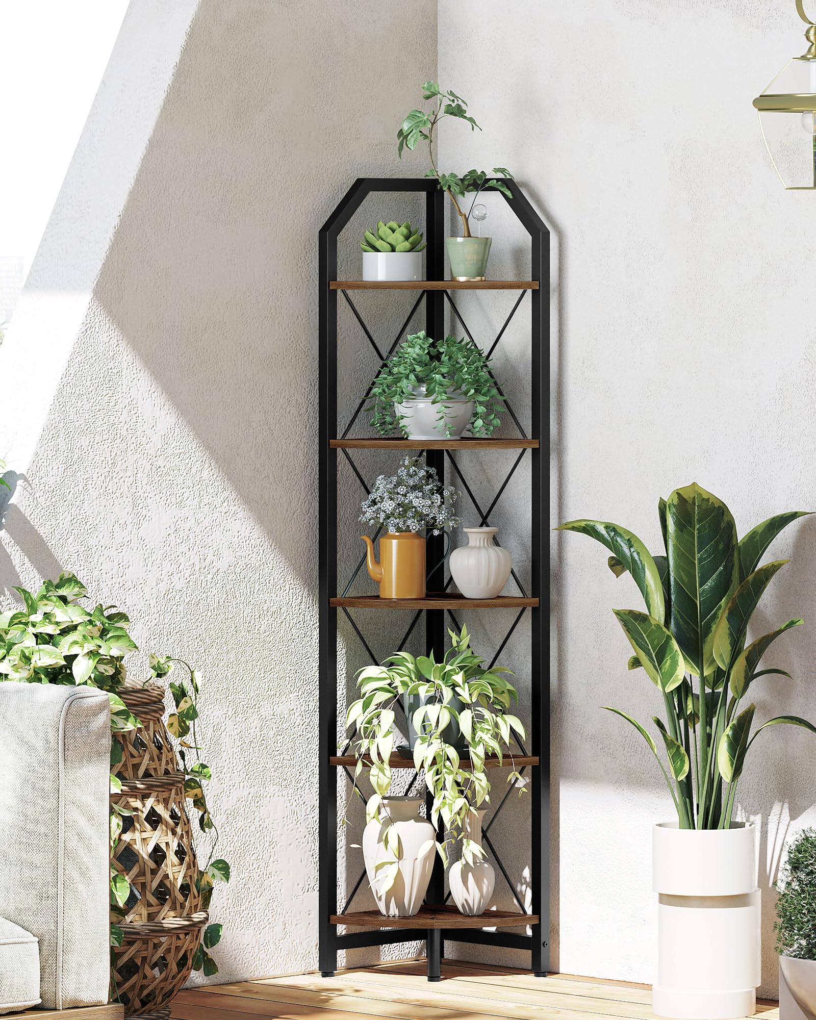 CHOEZON corner shelf staged in a living room demonstrating display and organization benefits