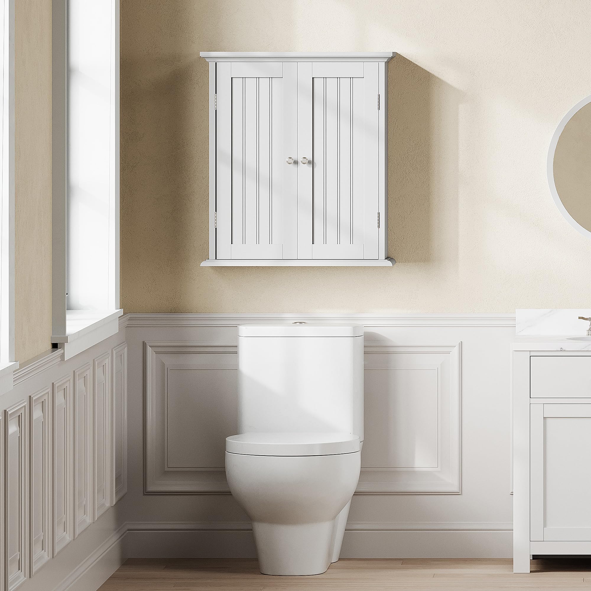 ChooChoo mounted over toilet showing space-saving benefit
