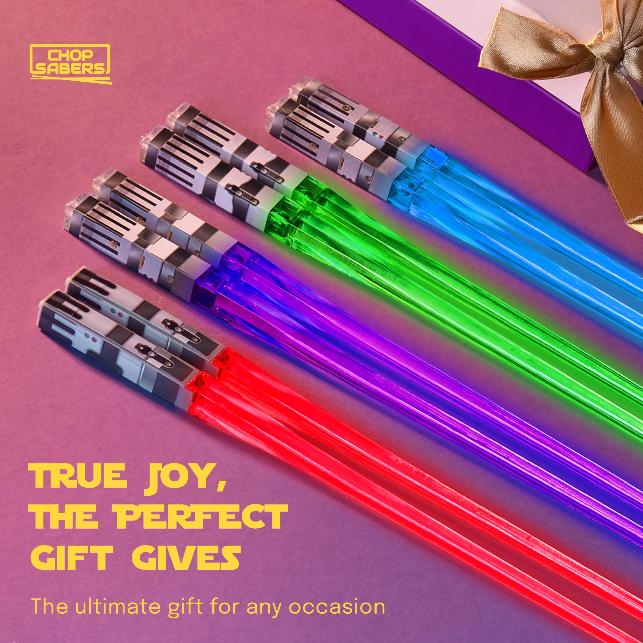 ChopSabers chopsticks beside a drinking glass for size comparison benefit