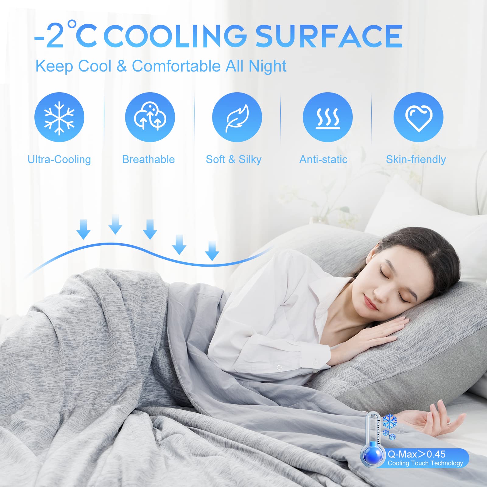 CHOSHOME close-up of Arc‑Chill cooling surface texture showing silky fabric and instant cool feel
