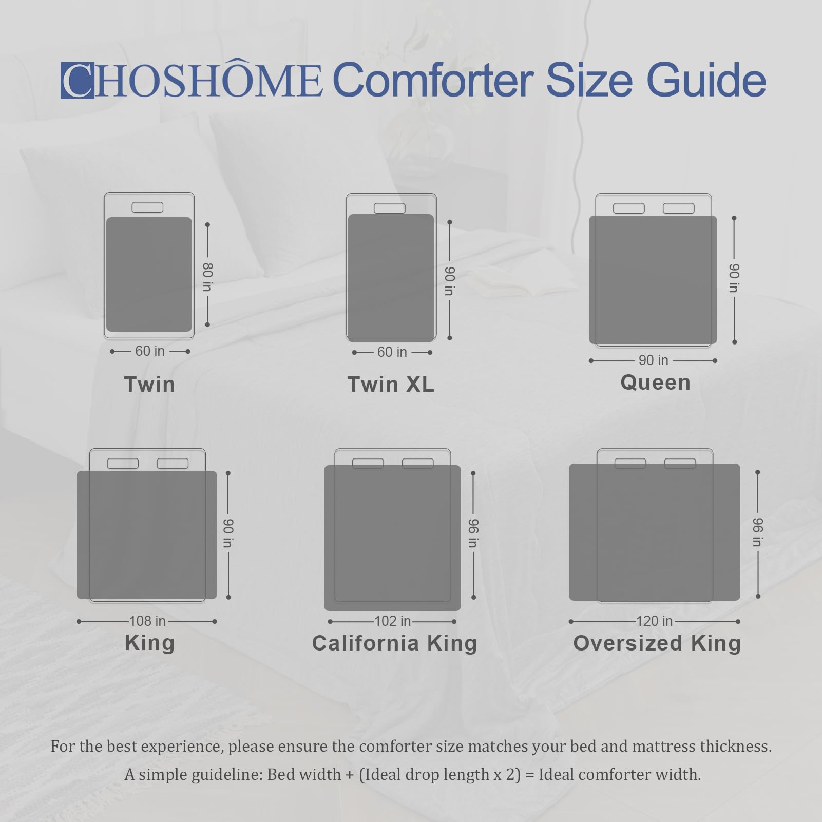 CHOSHOME comforter in a styled bedroom setting illustrating cool, restful sleep environment