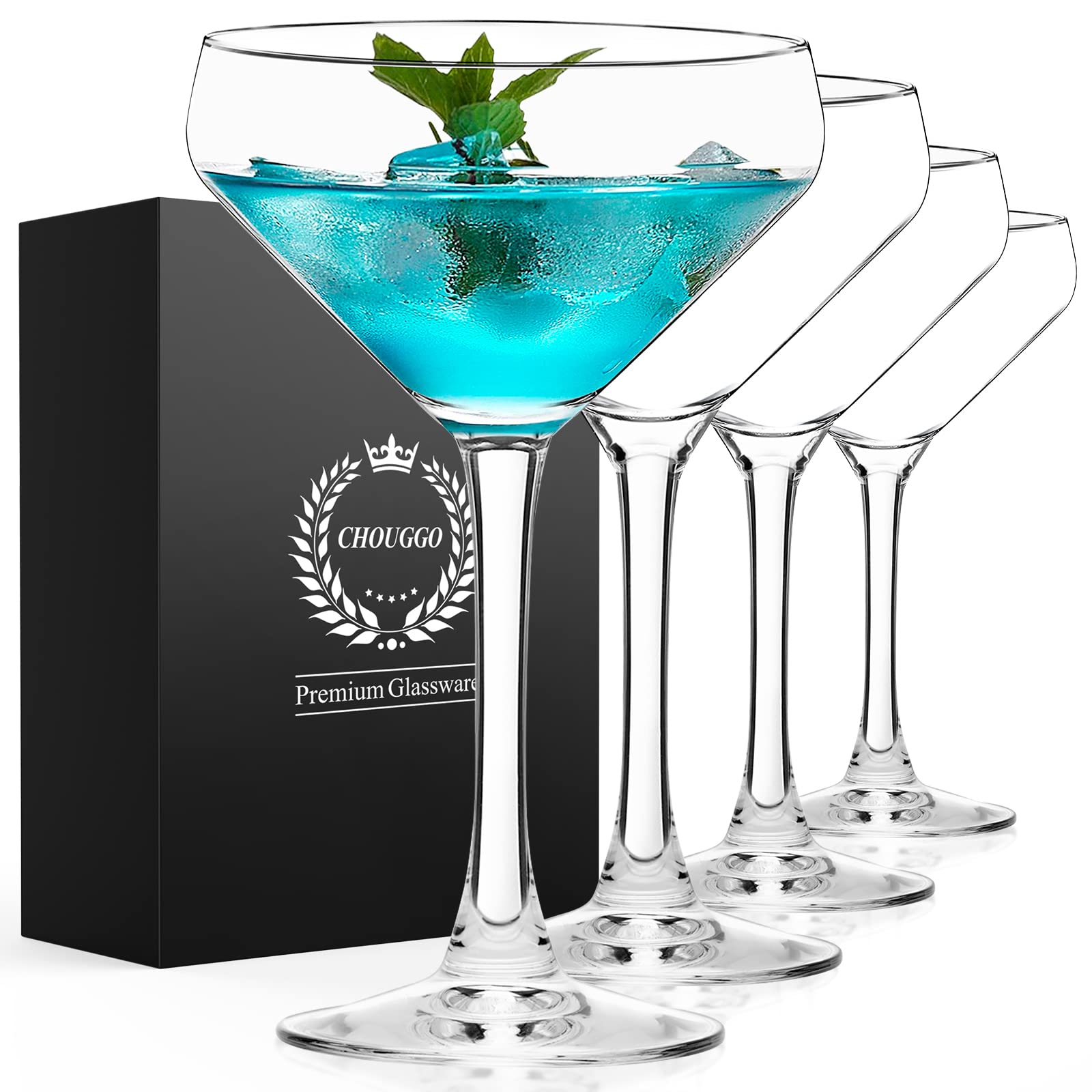 Chouggo front view coupe set showing elegant crystal for polished presentation