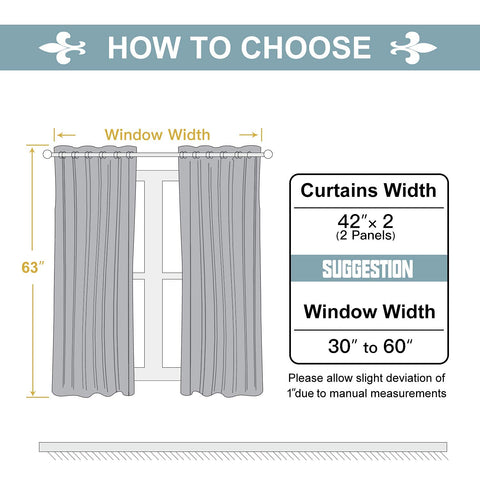 ChrisDowa curtains beside ruler for scale showing 63 inch length and fit clarity