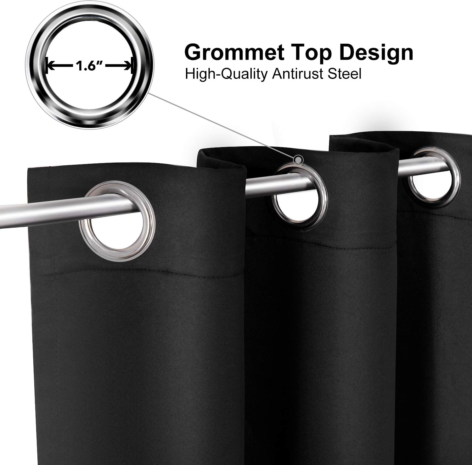 ChrisDowa metal grommet detail for easy hanging and smooth glide