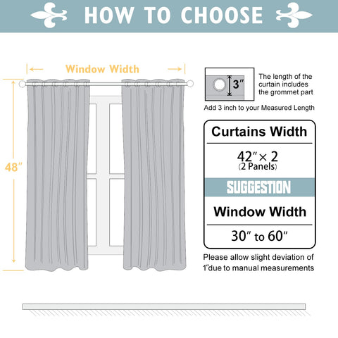 ChrisDowa curtains beside ruler showing 48-inch length for accurate sizing