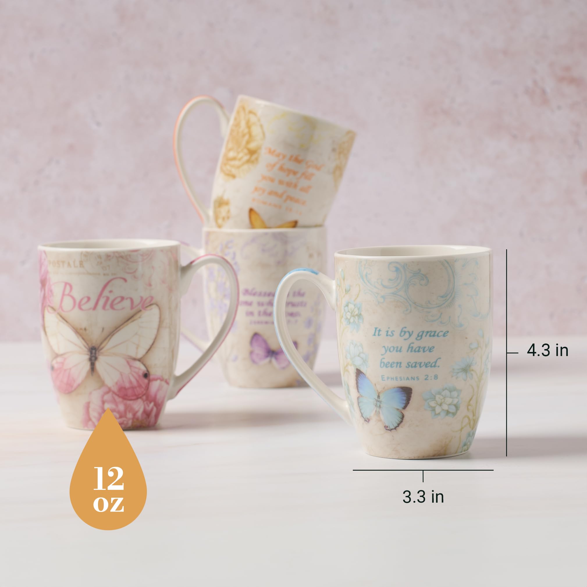 Christian Art Gifts close-up of butterfly and botanical artwork, highlighting colorful detail