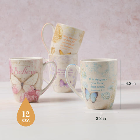 Christian Art Gifts close-up of butterfly and botanical artwork, highlighting colorful detail