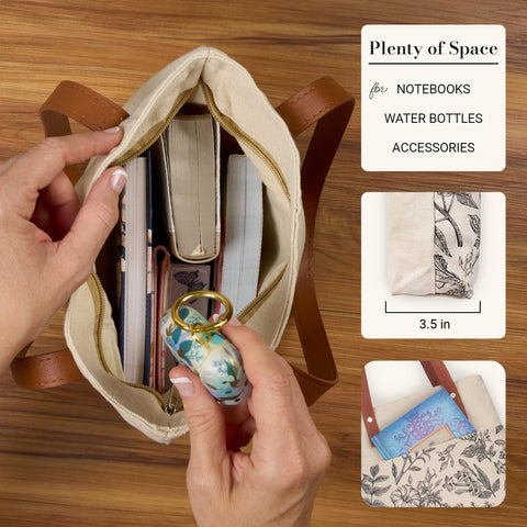 Christian Art Gifts floral print on pocket close-up, highlighting scripture-inspired decorative detail
