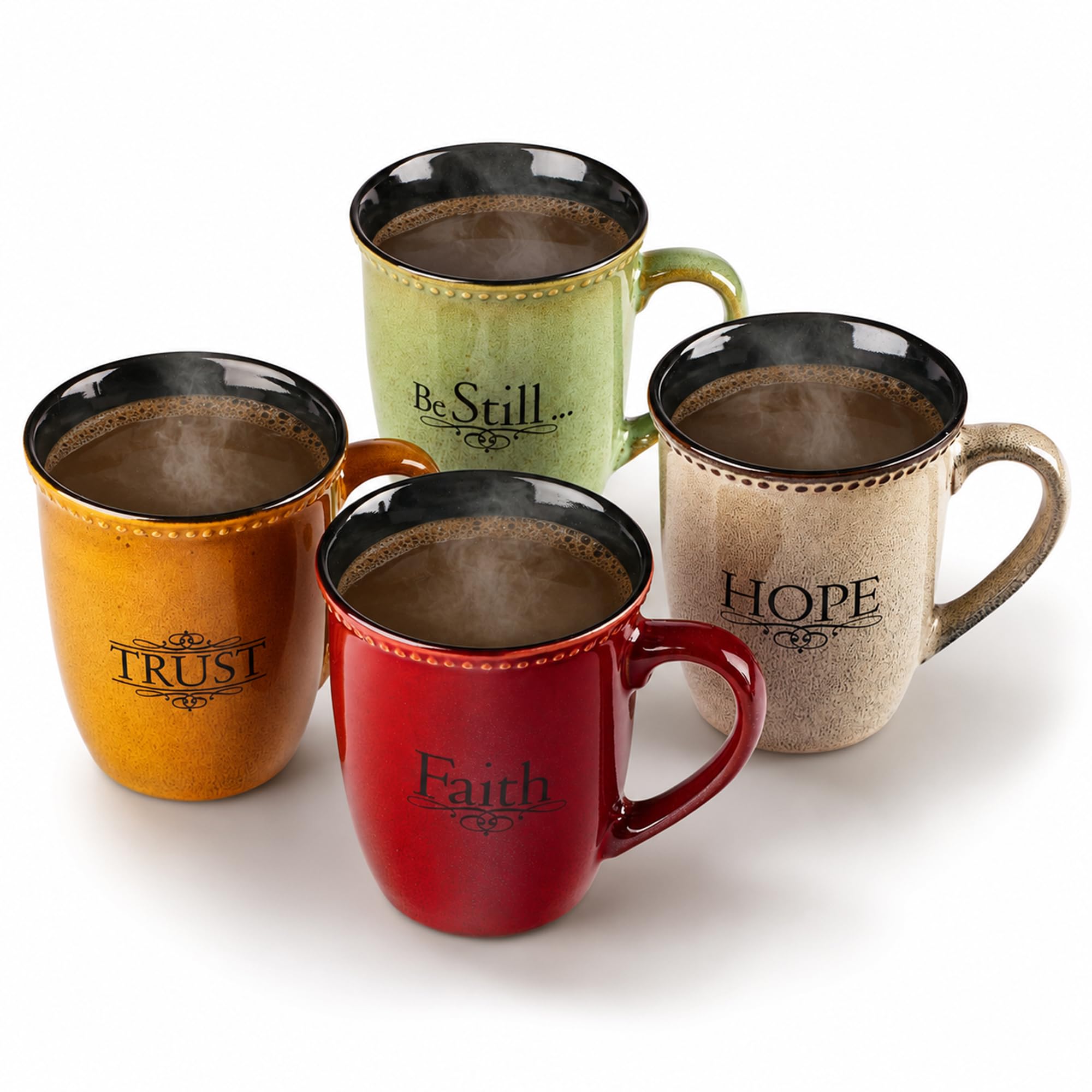 Christian Art Gifts front packaging showing four color mugs and gift-ready presentation