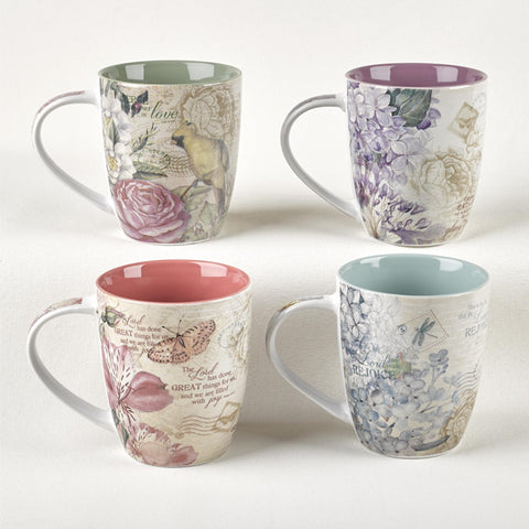 Christian Art Gifts Purple Lilac mug angled to show color-coordinated interior and ergonomic handle