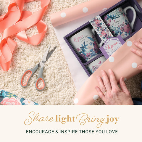 Christian Art Gifts open-face gift box displaying four mugs ready to gift