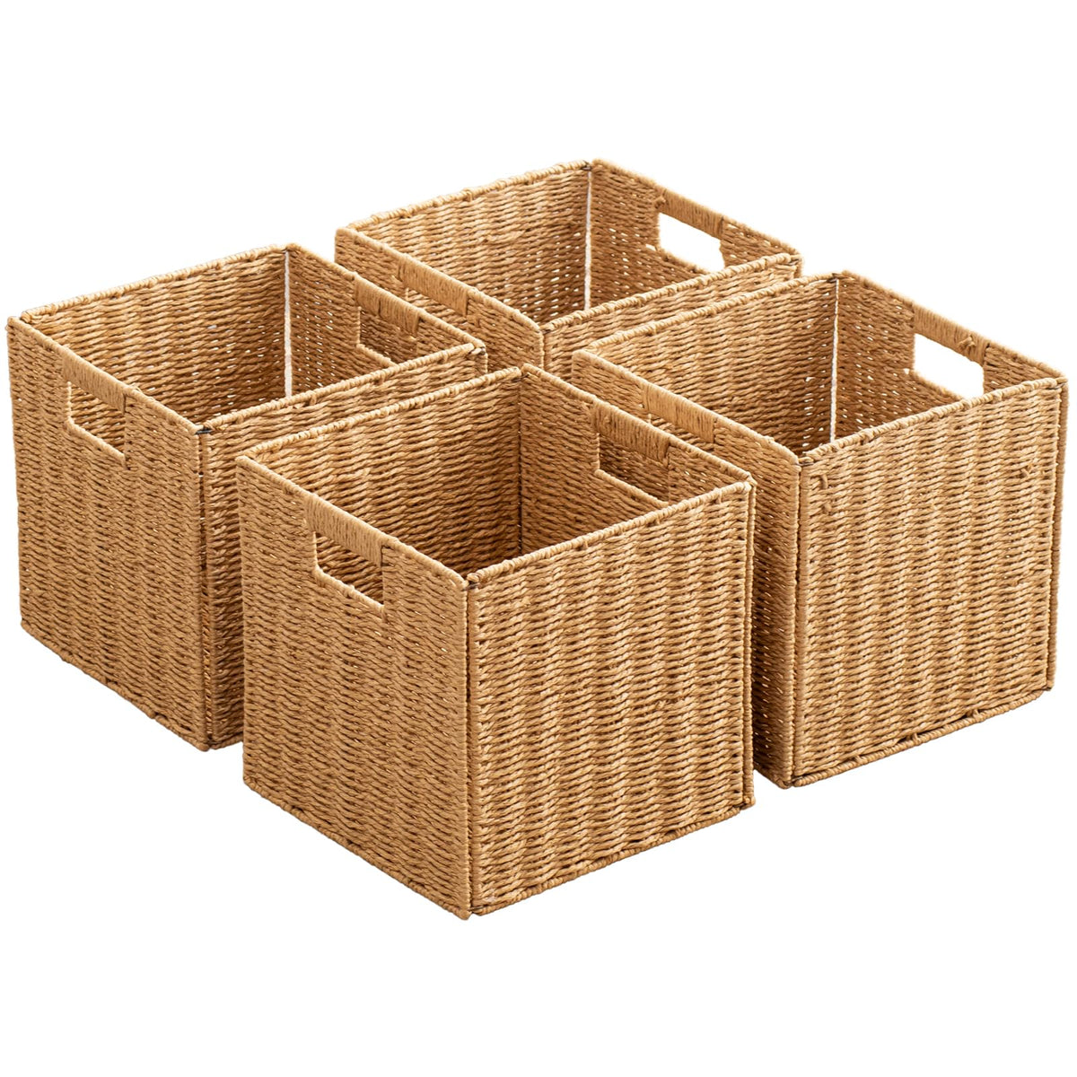 ChubanCraft front view of four folded baskets showing neat storage and compactness