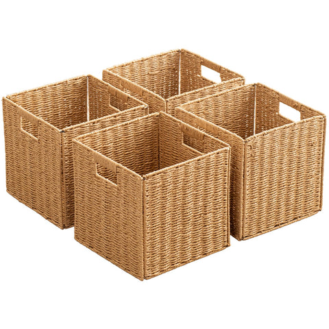ChubanCraft front view of four folded baskets showing neat storage and compactness