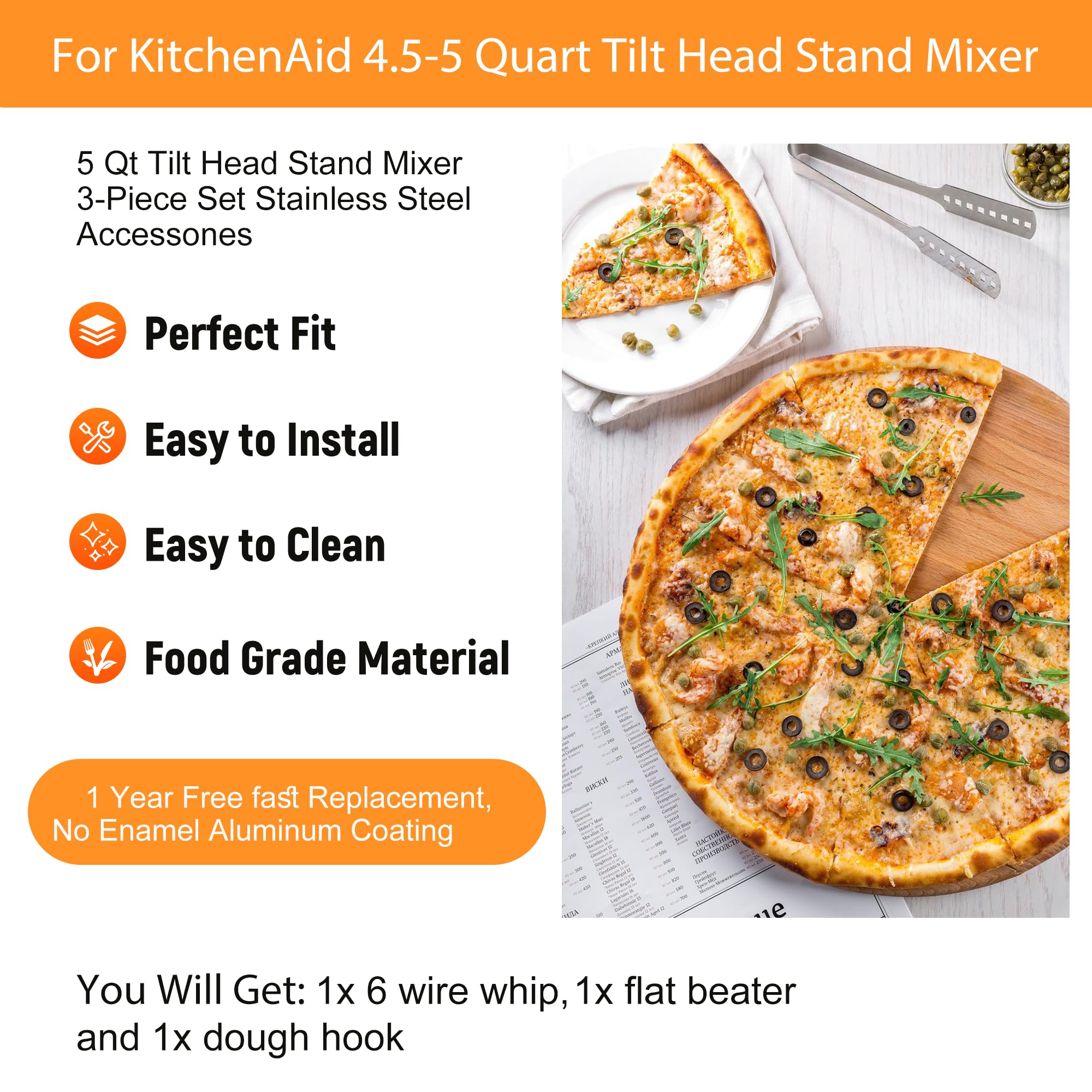 CHUDODO dough hook close-up highlighting solid stainless build for efficient kneading