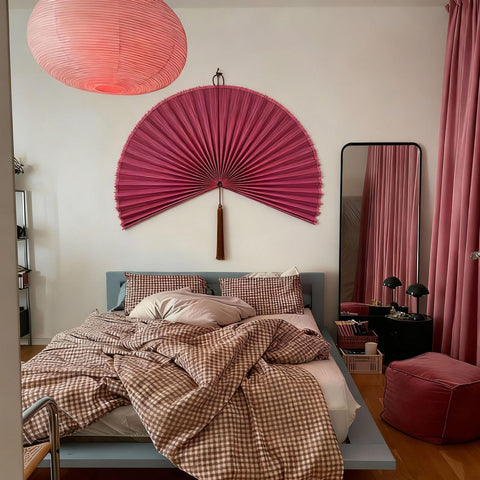 ChumDecor next to sofa to demonstrate 48 inch scale and room impact