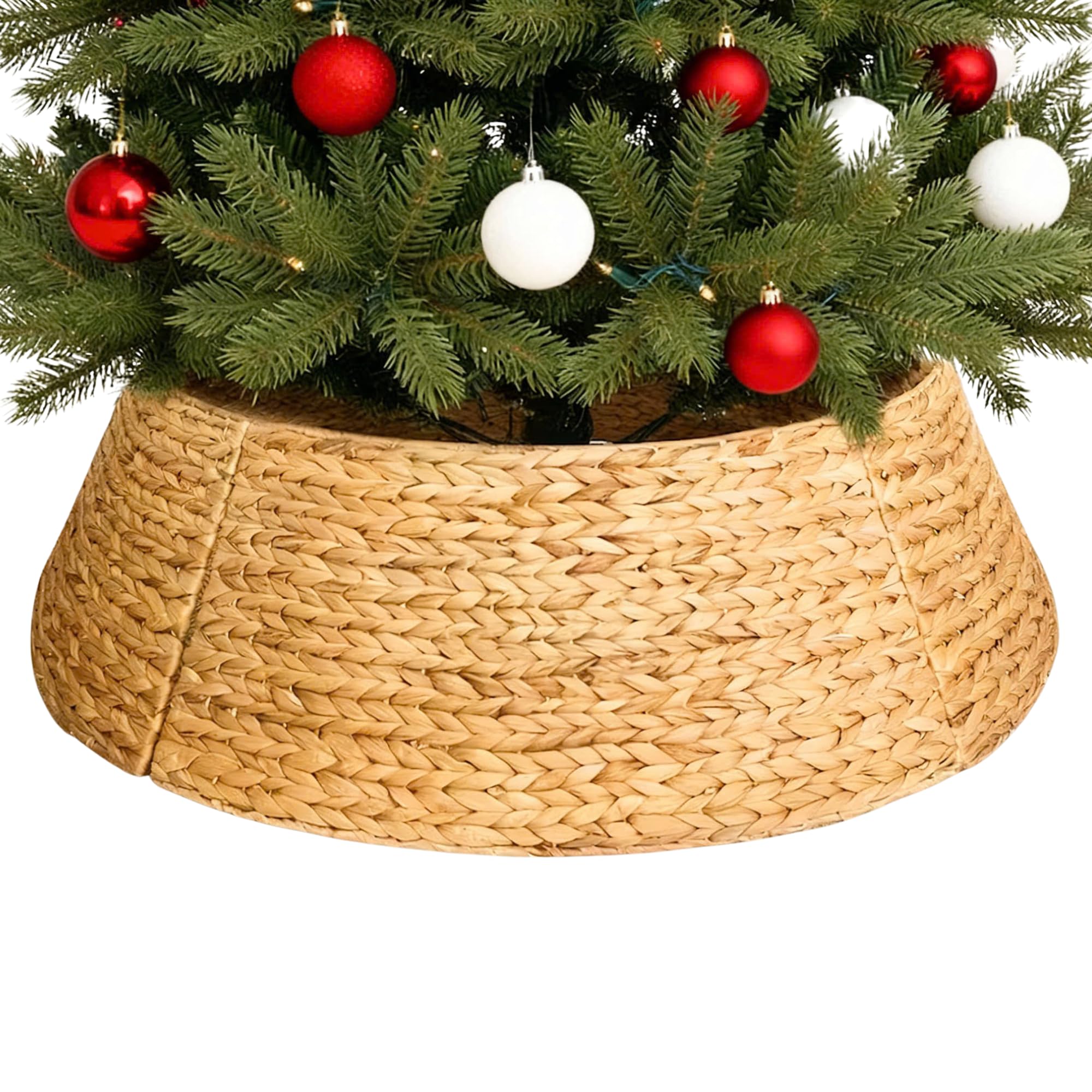 ChumDecor seagrass collar front view hides tree stand neatly