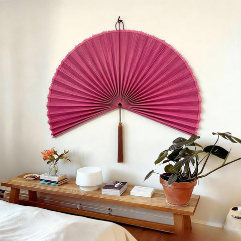 ChumDecor side profile of fully opened fan showing elegant semicircle shape