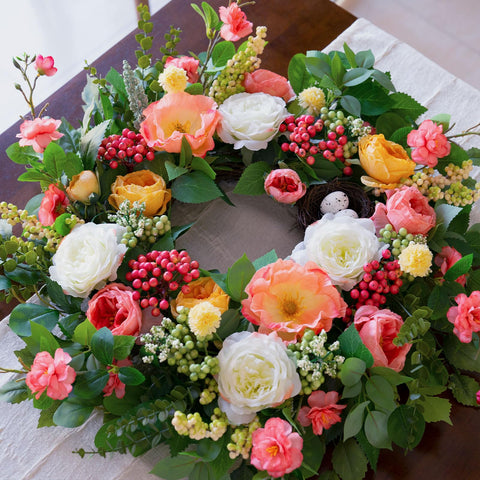 CHvista close-up of silk roses and poppy-style blooms for realism