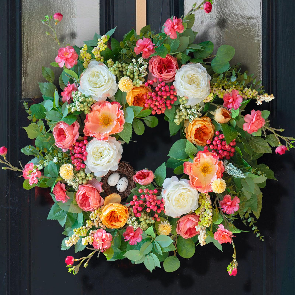 CHvista wreath front view on door adding curb appeal