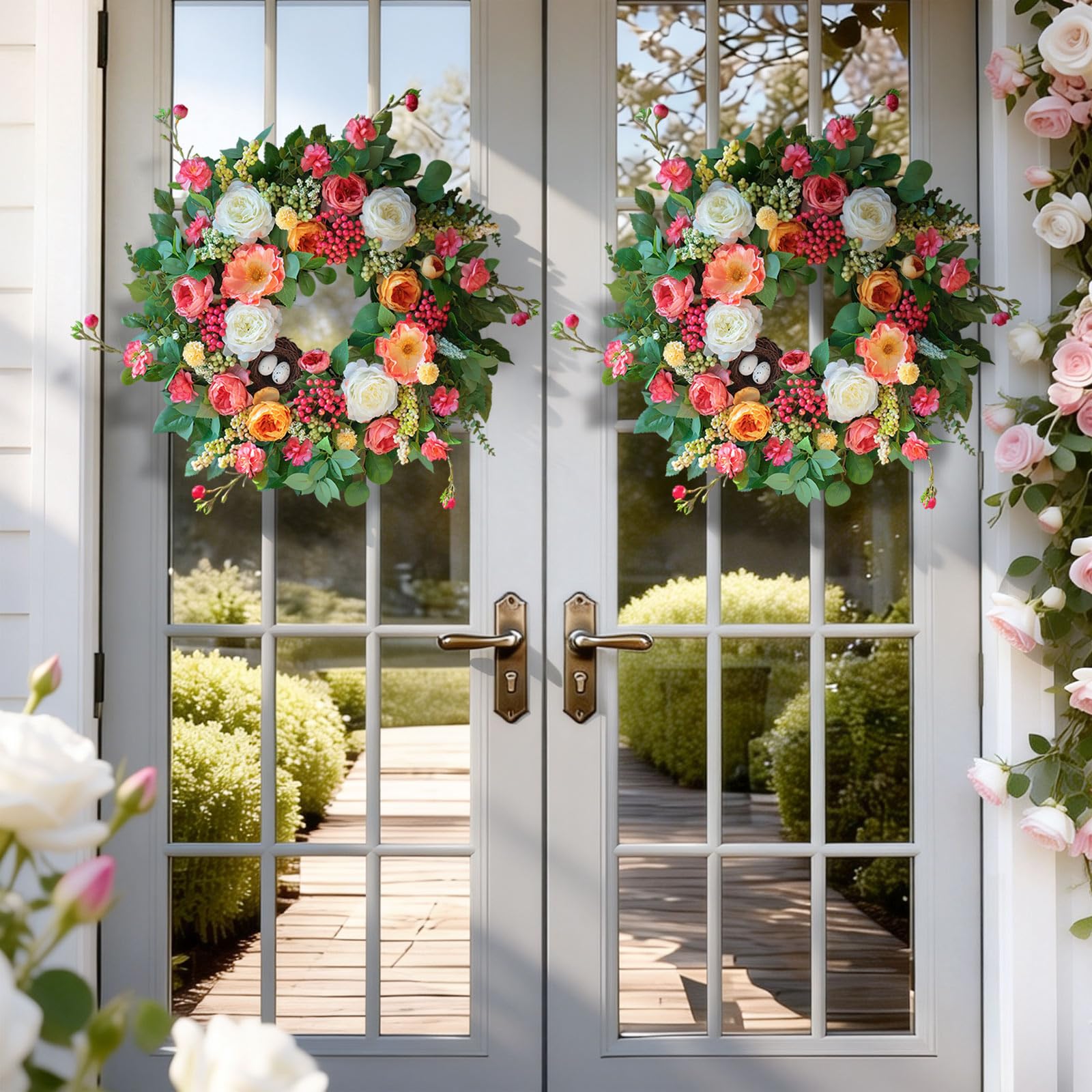CHvista wreath displayed on mantel to enhance interior decor