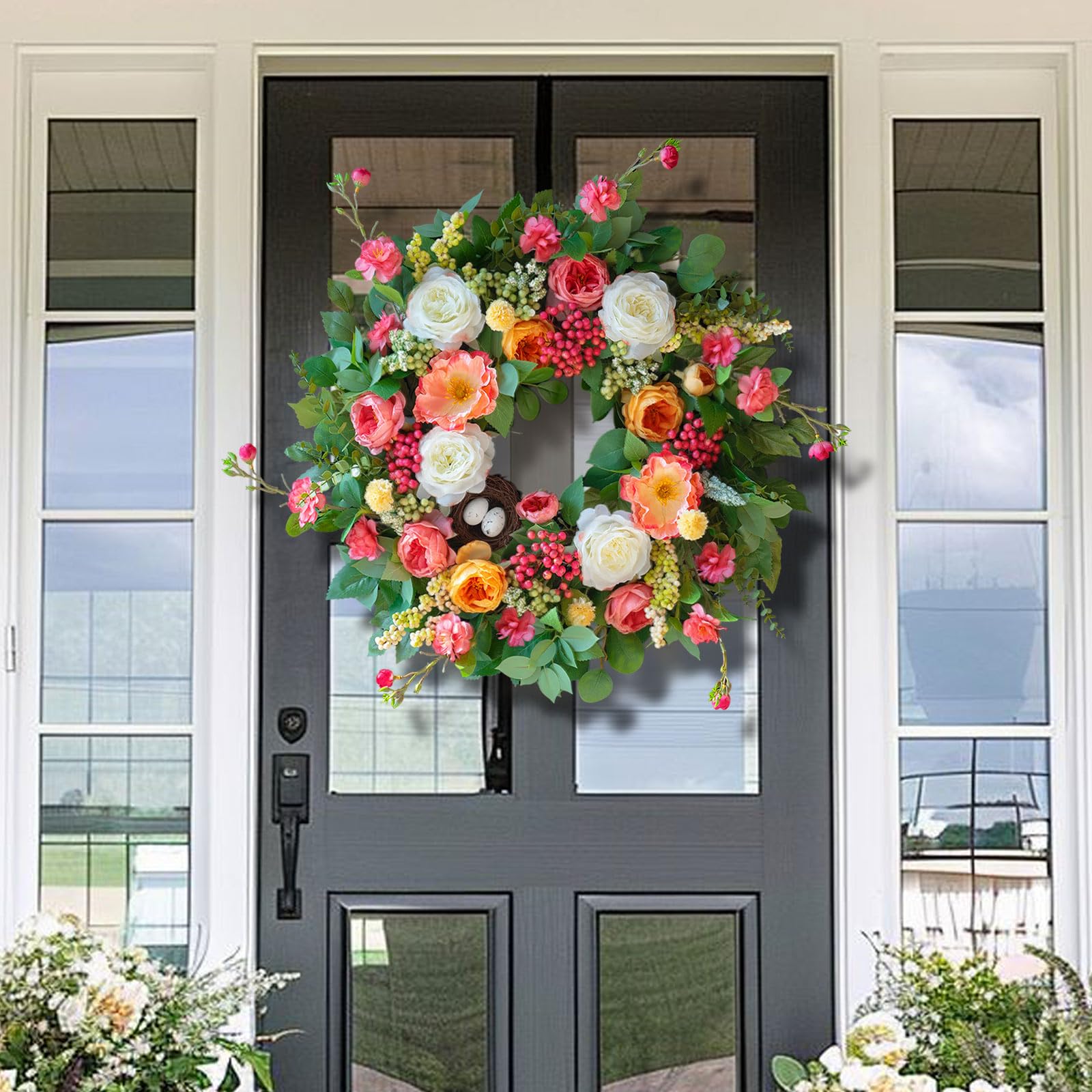 CHvista side angle of wreath demonstrating full dimensional profile