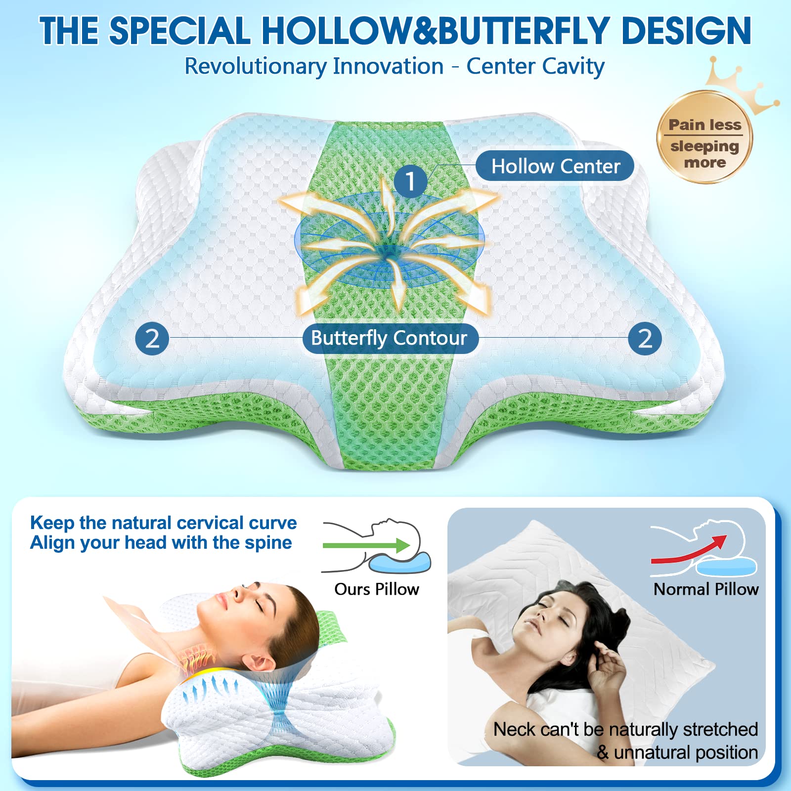 CHxxy removable insert detail for adjustable pillow height and loft
