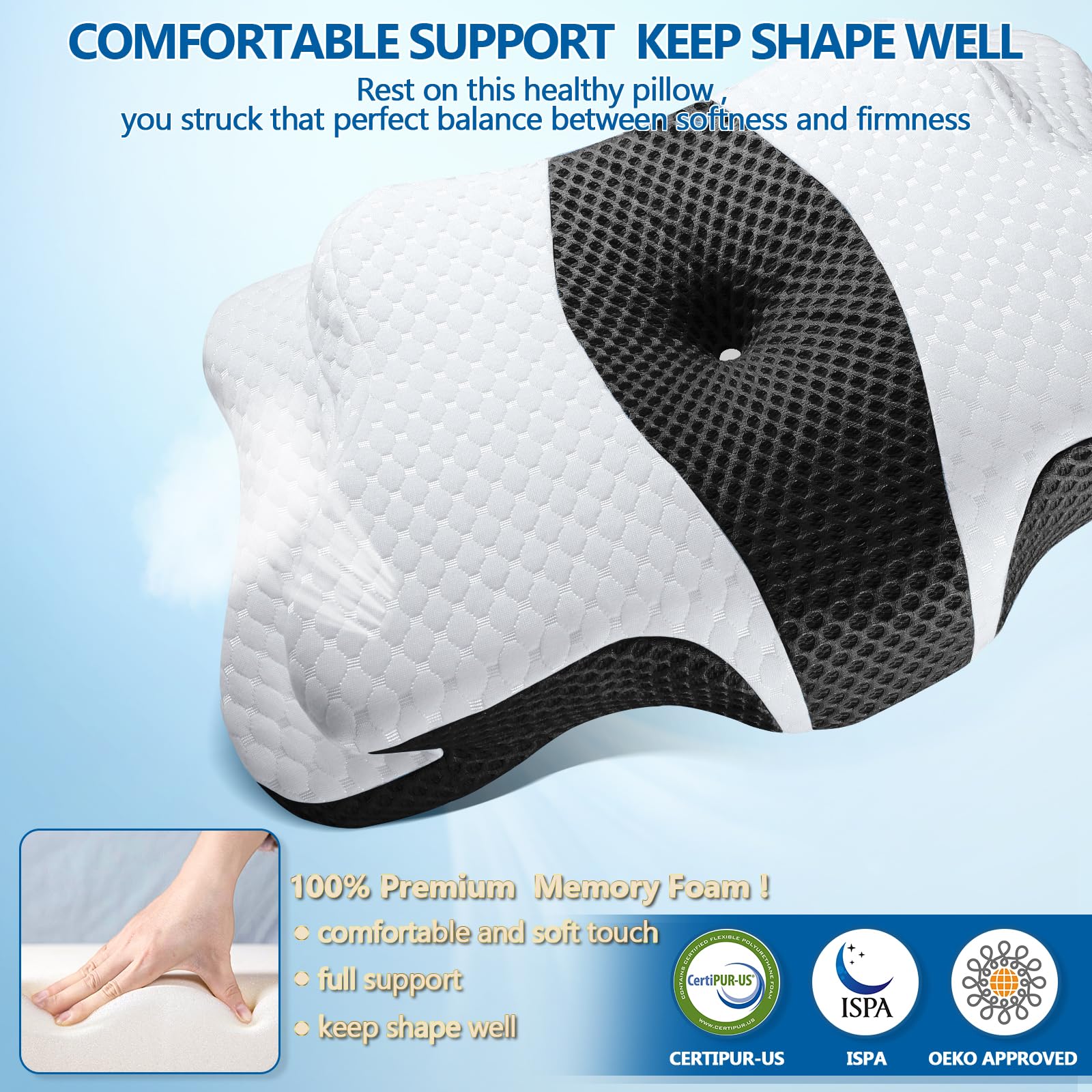 CHxxy on a bed with user illustrating improved sleep posture and relief