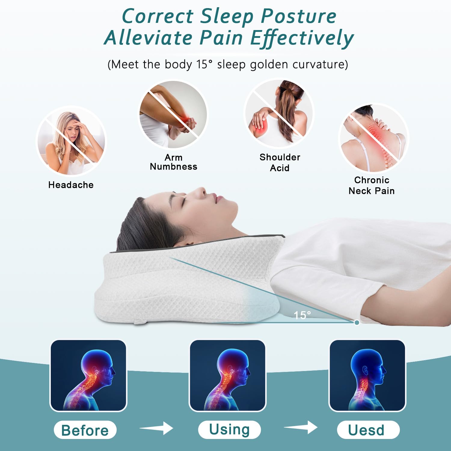 CHxxy pillow in bed lifestyle shot suggesting nightly comfort and rest