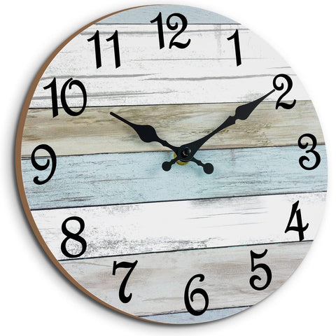 CHYLIN front view of 12" coastal wall clock showing clear numerals and benefit of easy reading