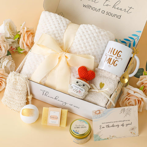 CIAABYS gift box styled on sofa, shows how the set creates a relaxing space