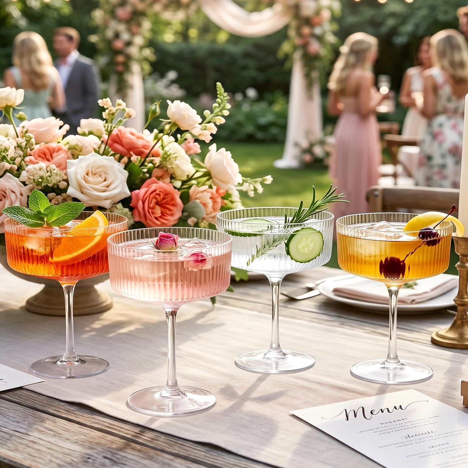 Ciaell glasses at outdoor patio party showing shatterproof safety benefit
