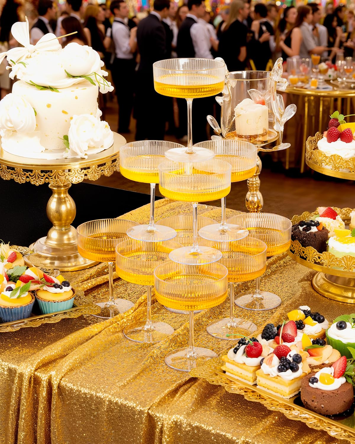 Ciaell elegant table setting with coupes enhancing event presentation