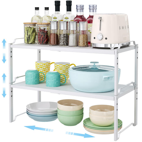 Cidaziya front view of two packaged expandable shelves showing compact storage and convenience