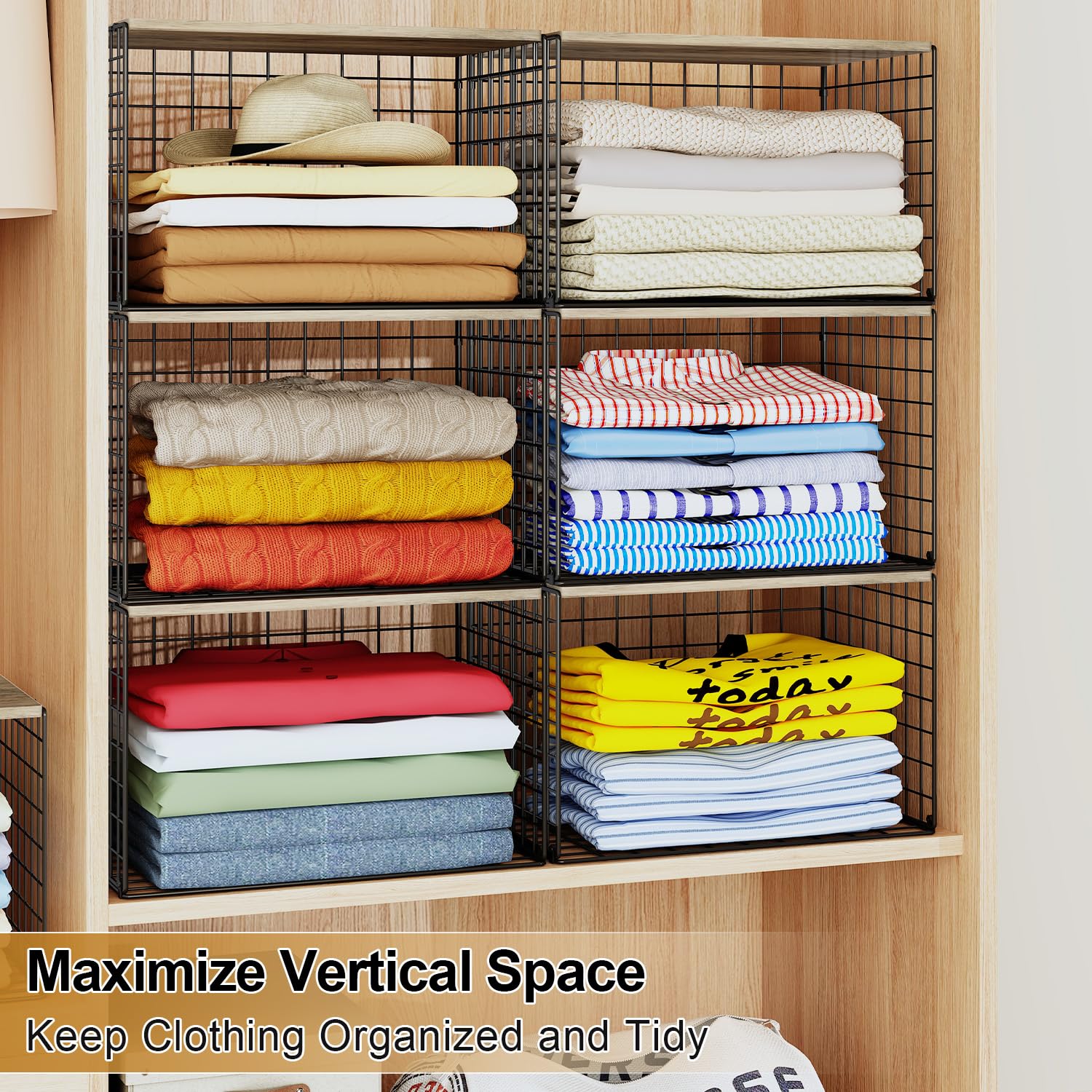 Cidaziya stacked organizers in closet maximizing vertical space