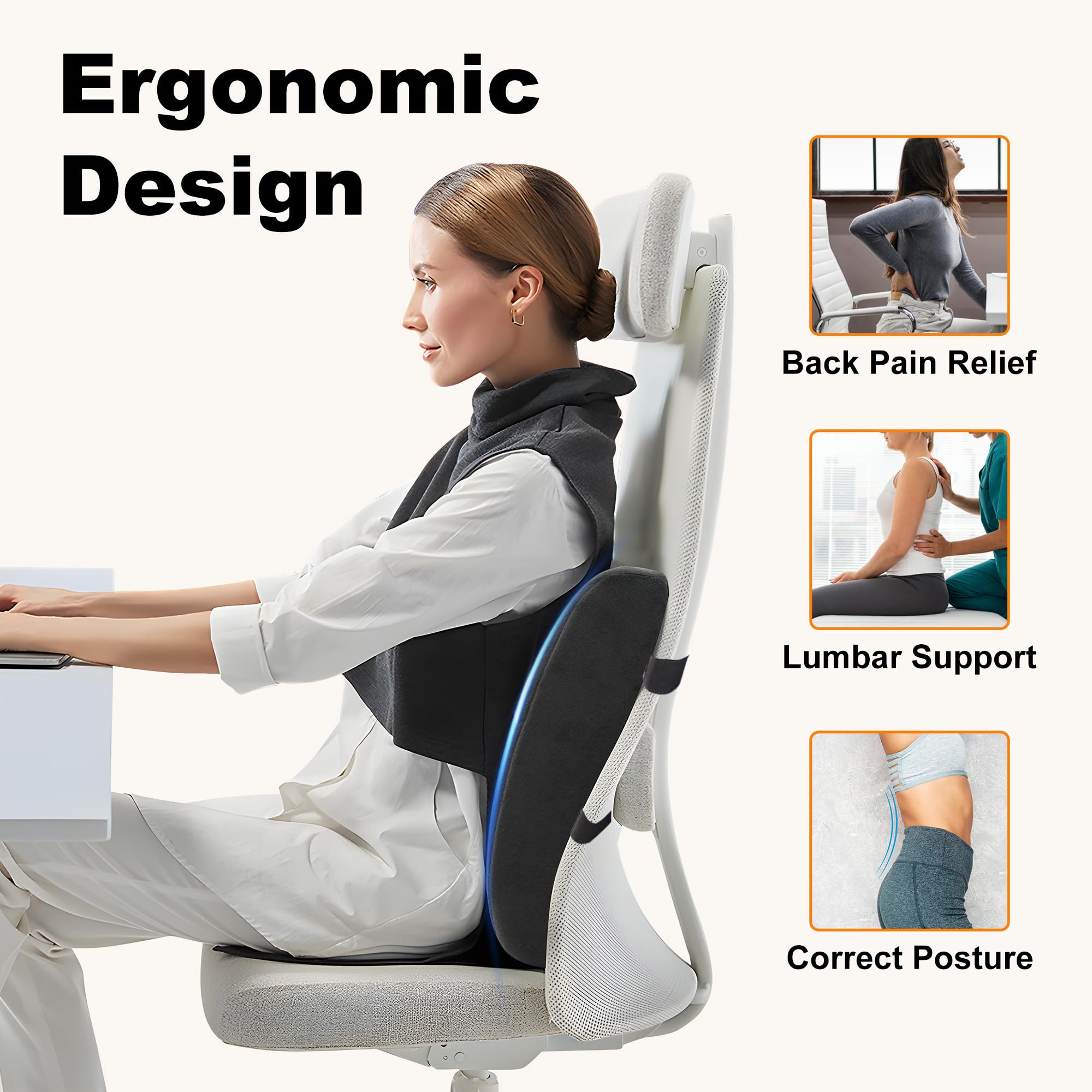 CILI side profile highlighting ergonomic curve to support lower spine posture