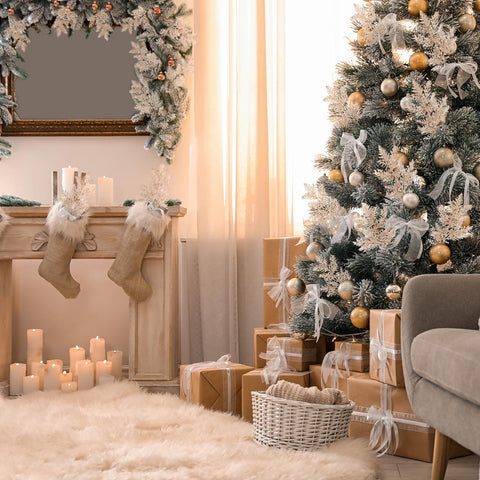 Cindeer sprays placed in a vase and wreath for quick table centerpiece
